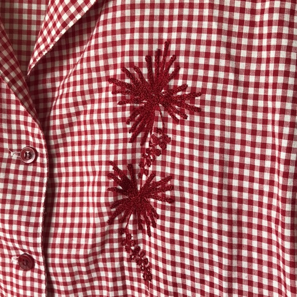 Vintage gingham button up with embroidery, medium - Picture 3 of 6